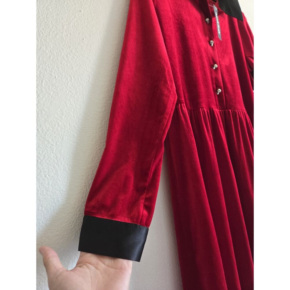 ModCloth Wednesday Red Velvet Mini Dress Skulls Gothic Dark Academia Spooky Cute - Picture 8 of 12